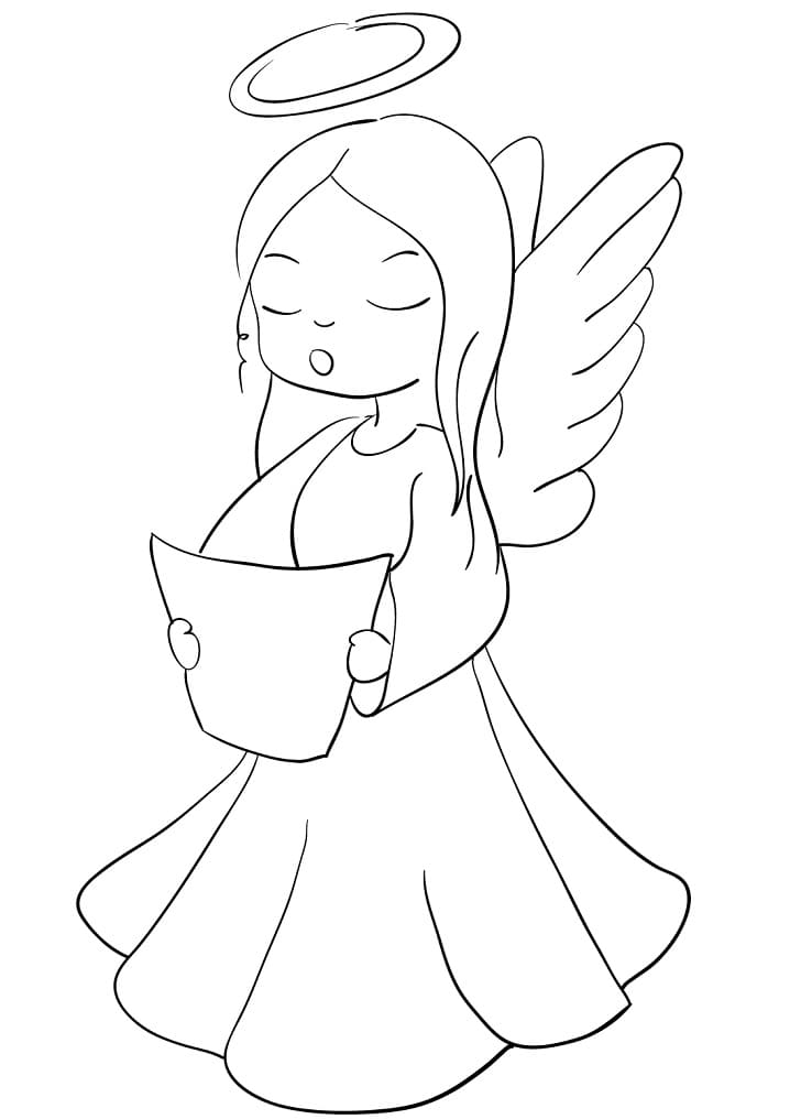 Christmas Angel Singing Coloring Page