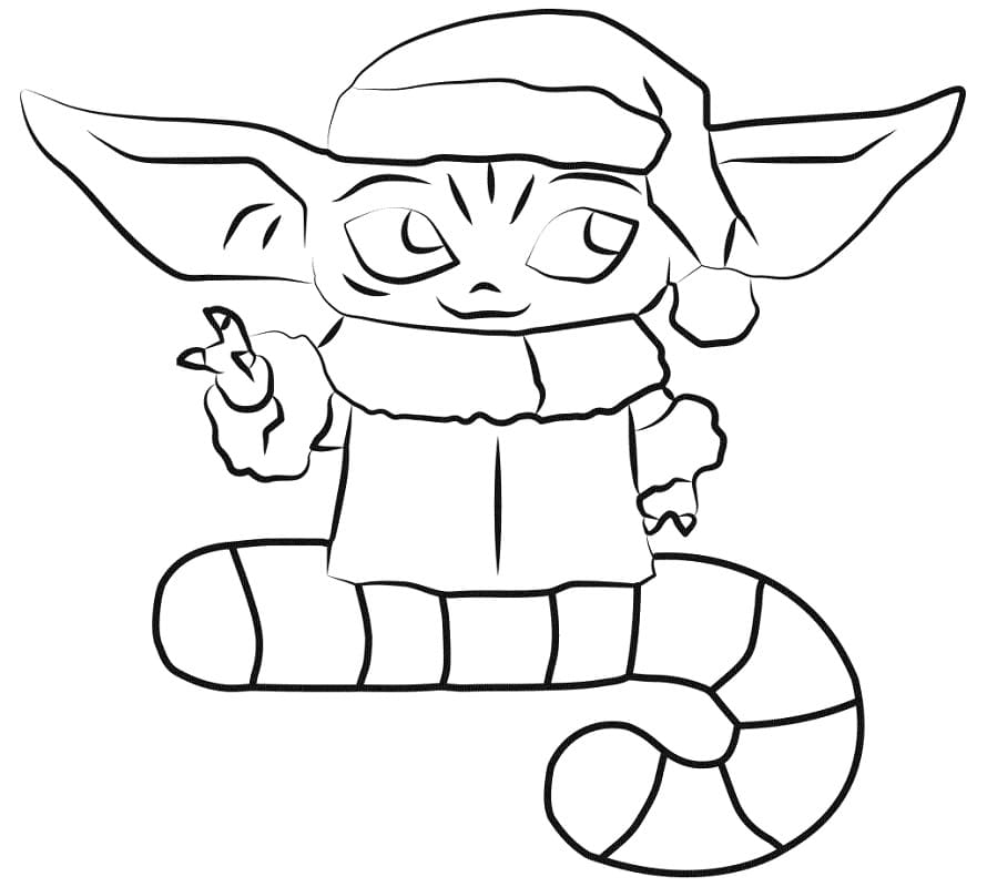 Christmas Baby Yoda Coloring Page