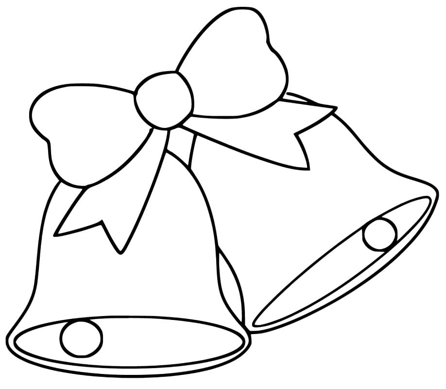 Christmas Bells and Bow Coloring Page