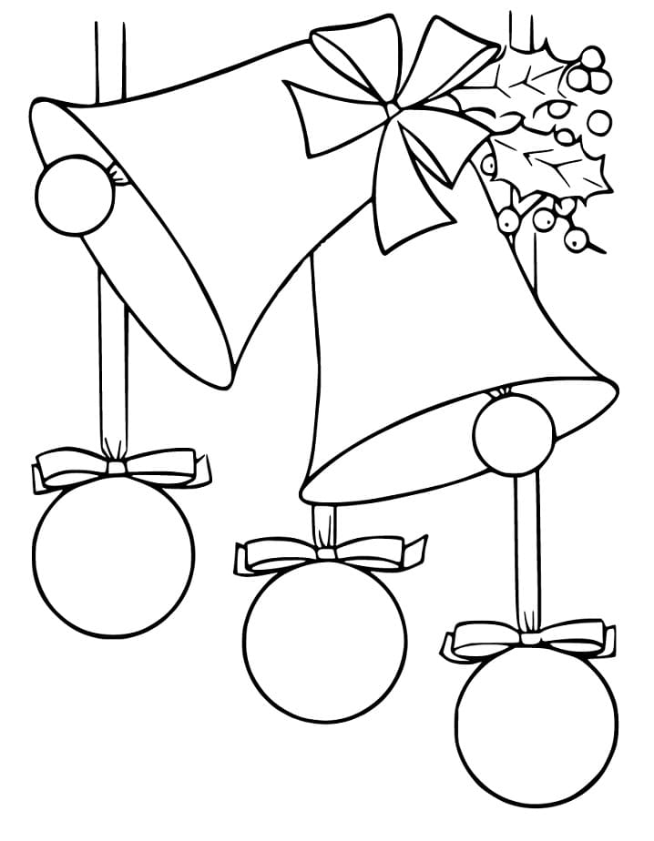 Christmas Bells and Ornaments Coloring Page