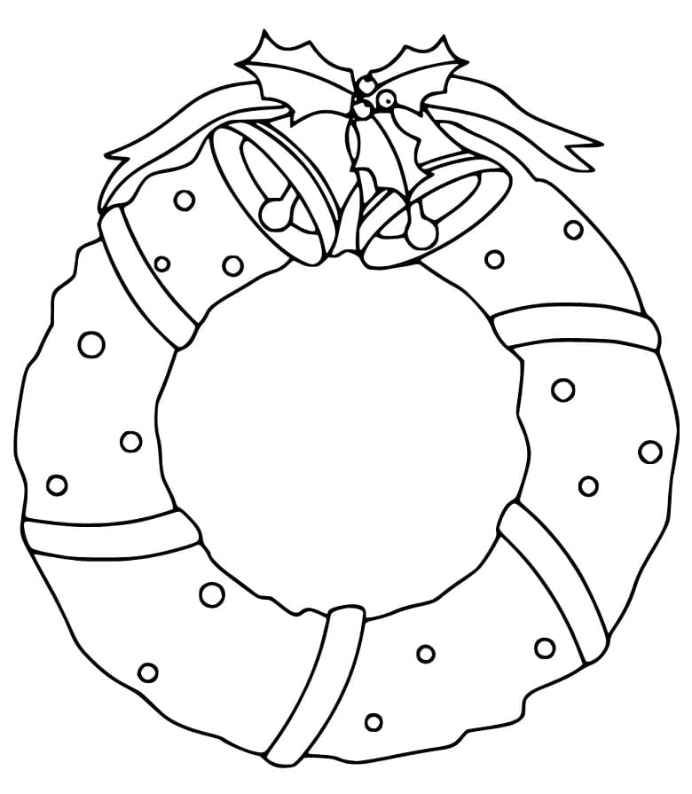 Christmas Bells and Wreath Coloring Page