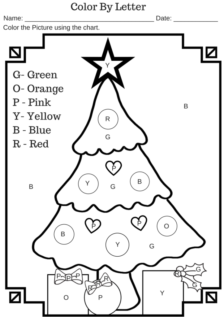Christmas Color By Letters Coloring Page