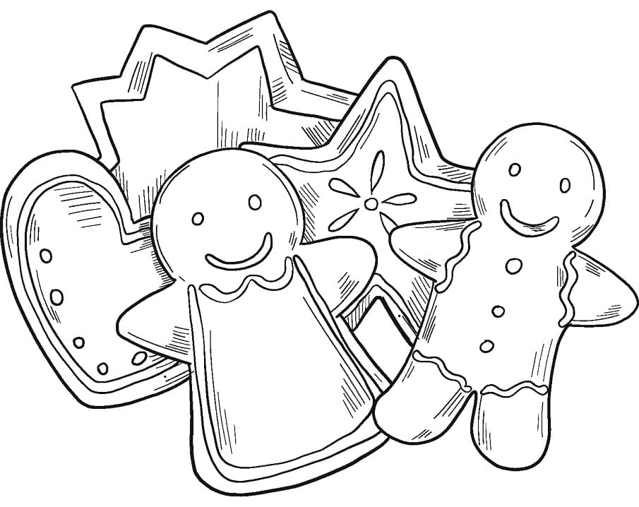 Cute Christmas Cookies Coloring Page