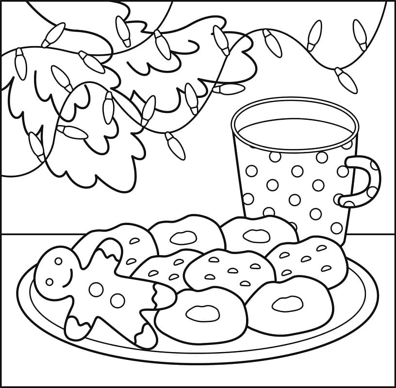 Christmas Cookies Coffee And Cake Coloring Page