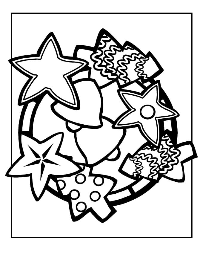 Christmas Cookies With Candies Coloring Page