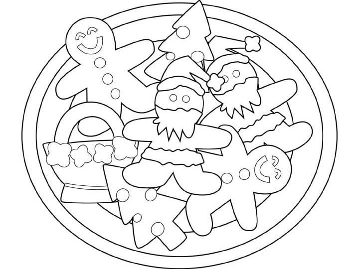 Christmas Cookies With Many Toys Coloring Page