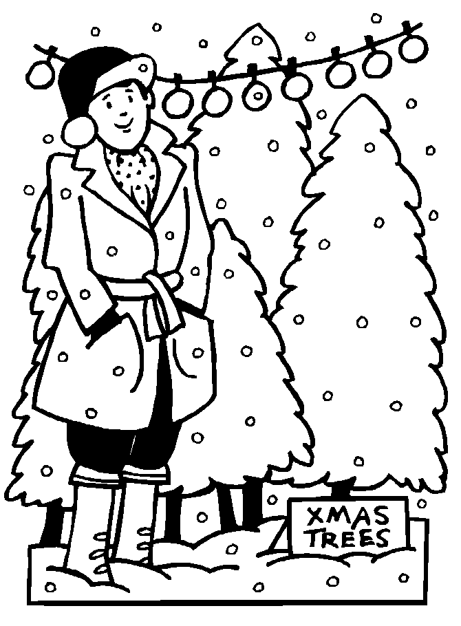 Christmas For Kids Xmas Trees Coloring Page