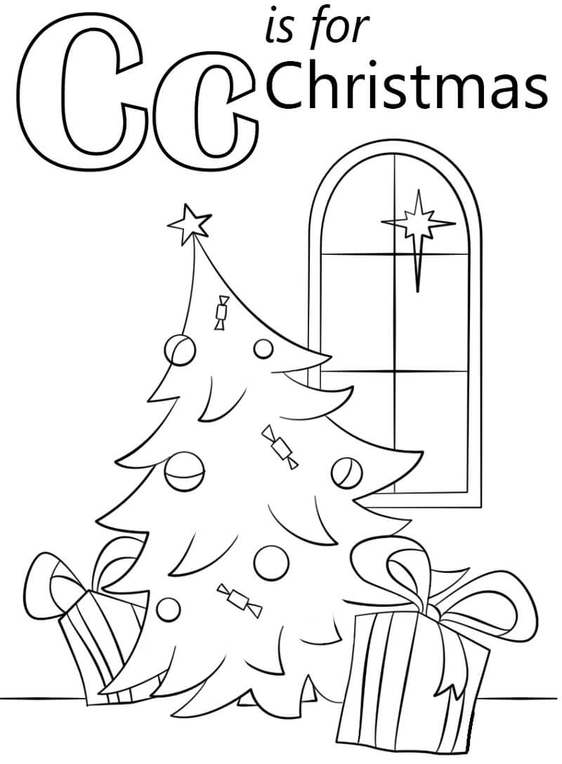 Christmas Letter C Coloring Page