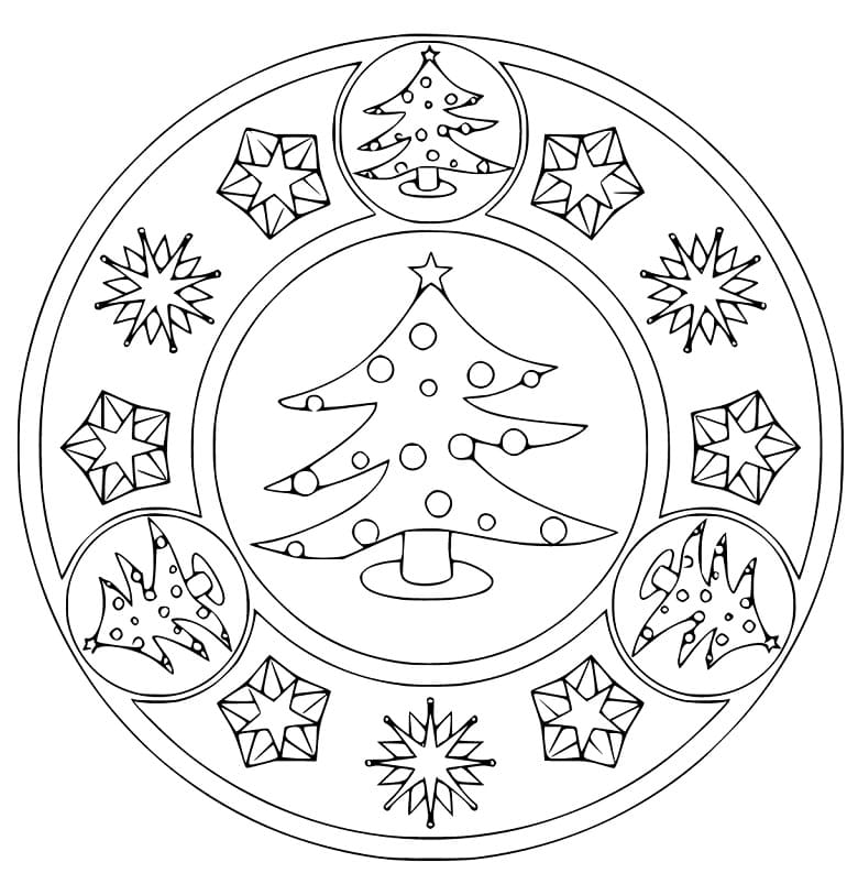 Christmas Mandala 21 Coloring Page