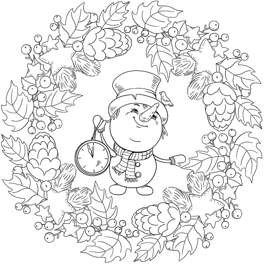 Print Christmas Mandala For Kids Coloring Page
