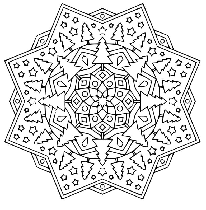 Christmas Mandala 32 Coloring Page