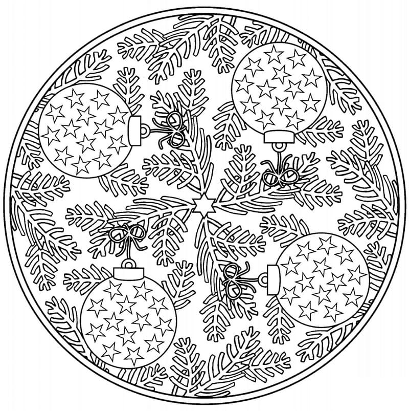 Toys In Christmas Mandala Coloring Page