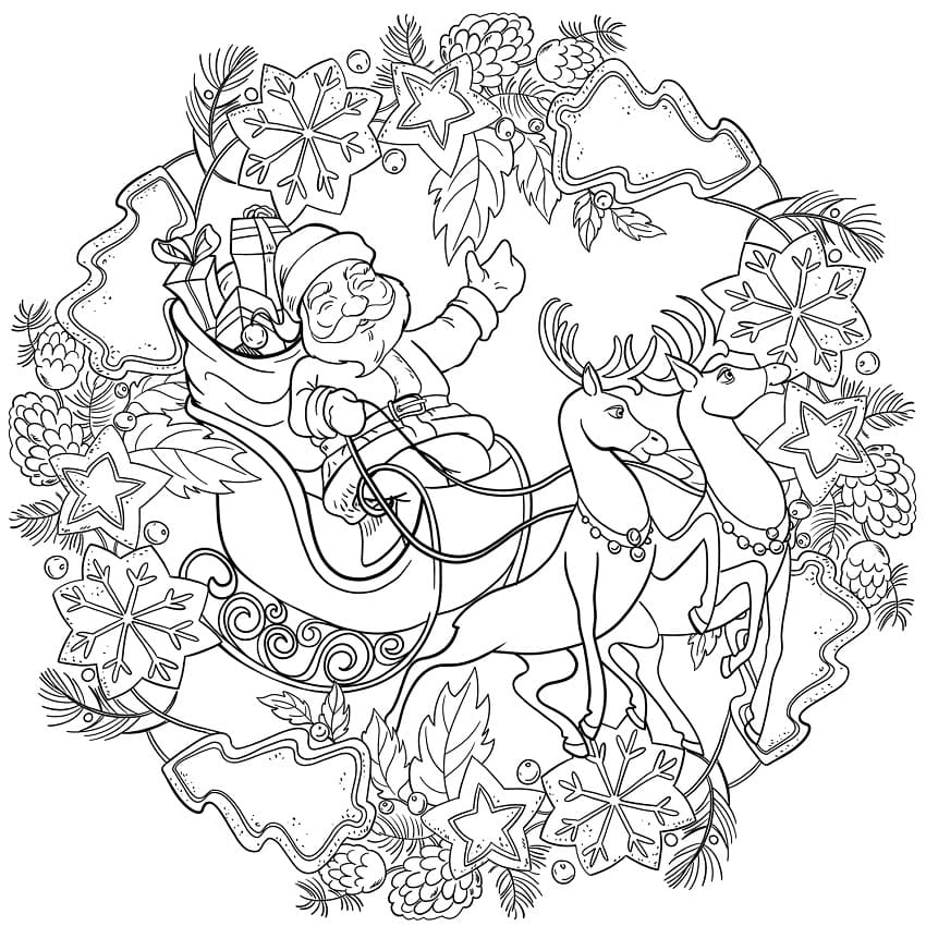 Christmas Mandala Printable Coloring Page