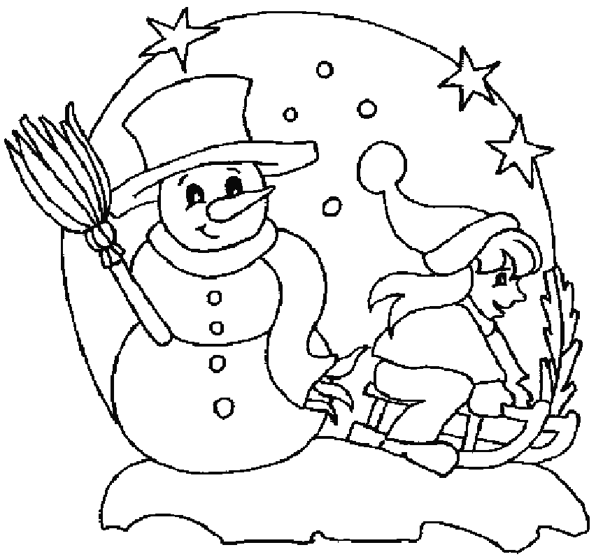 Christmas Snowmans Coloring Page