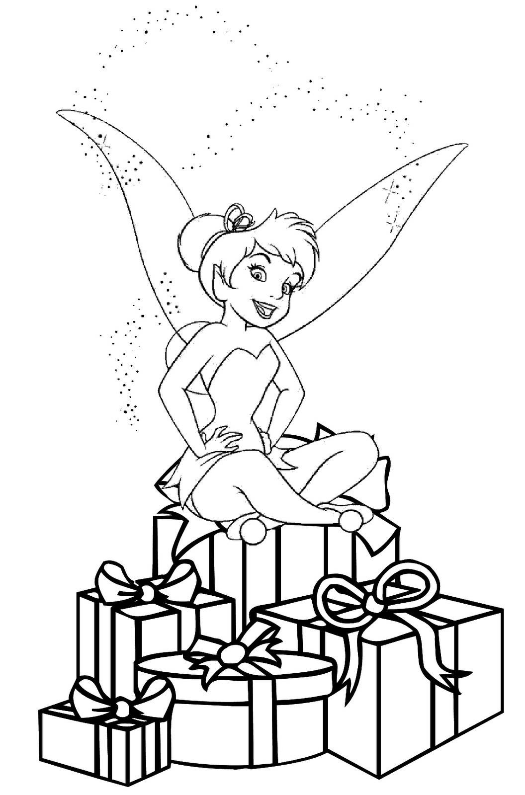 Christmas Tinkerbells Coloring Page