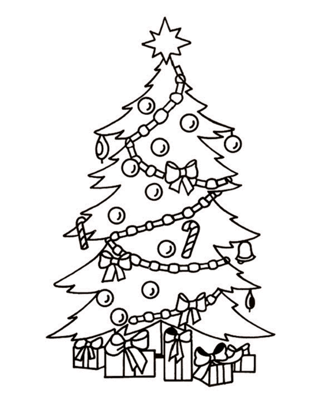 Christmas Tree And Present Coloring Page