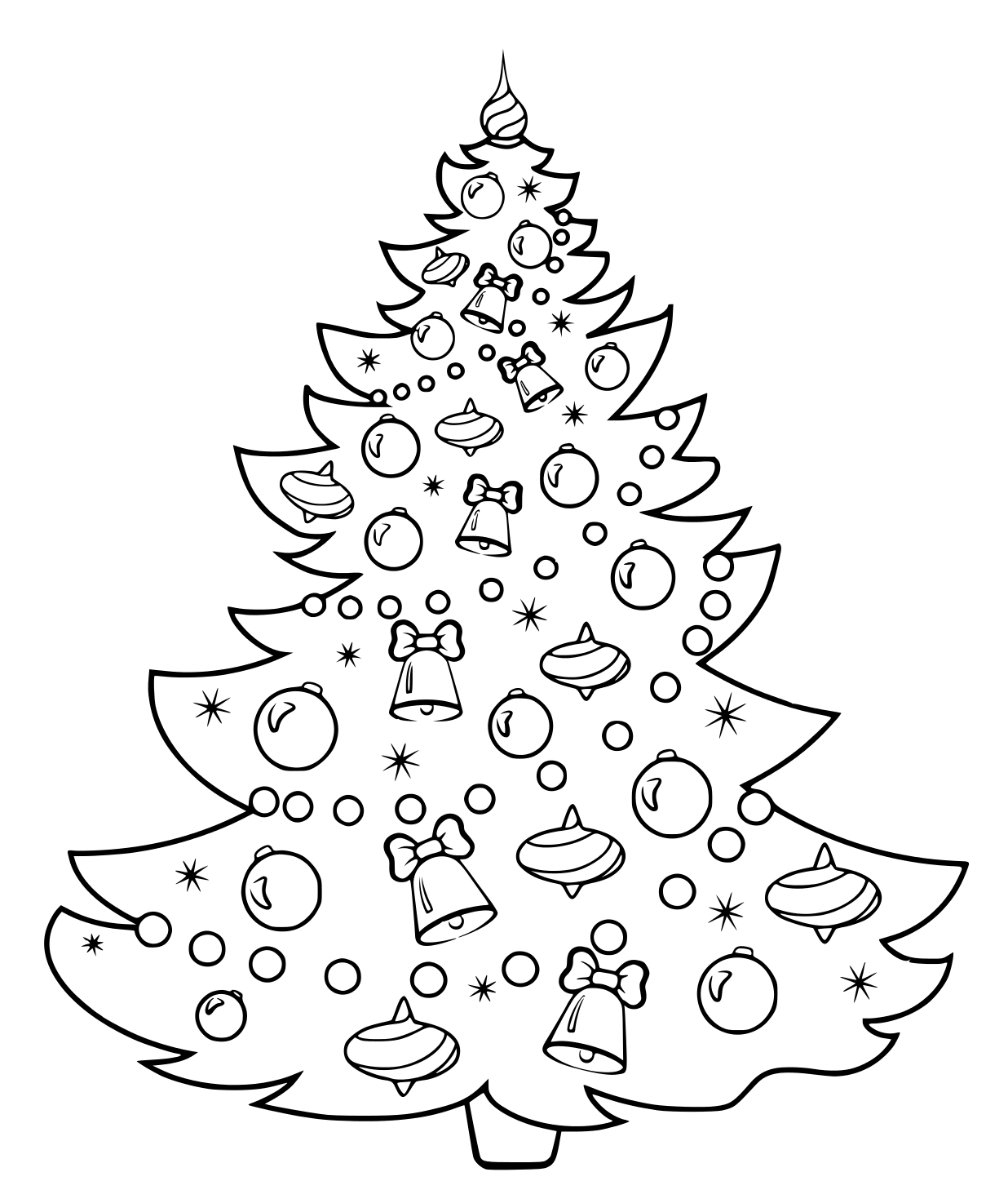Christmas Tree Cartoon Coloring Page
