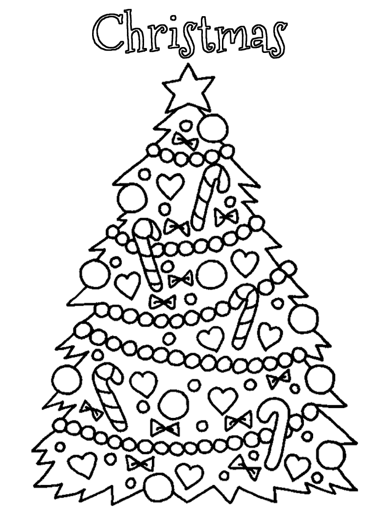 Christmas Tree Decorated Coloring Page