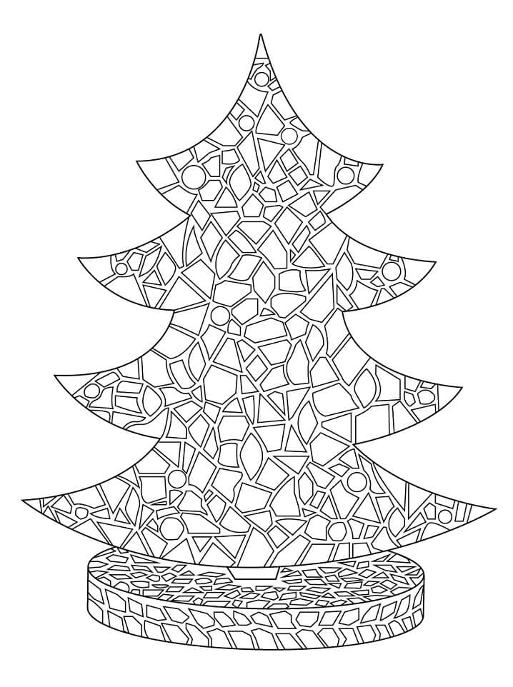 Christmas Tree Mosaic Coloring Page