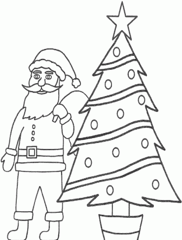 Christmas Tree S And Santac3d4 Coloring Page