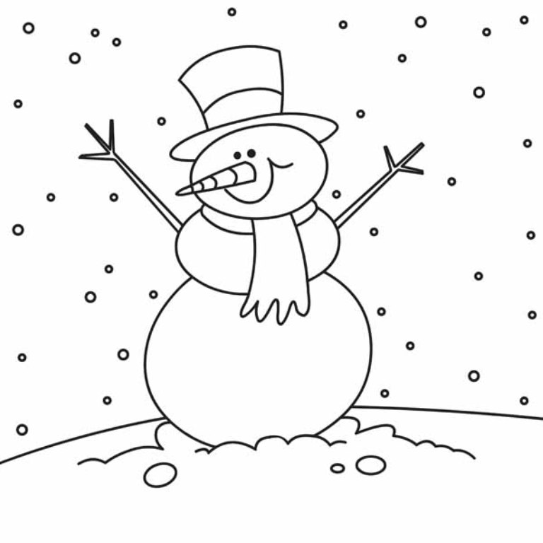 Christmas Winter Holiday Snowman Coloring Page