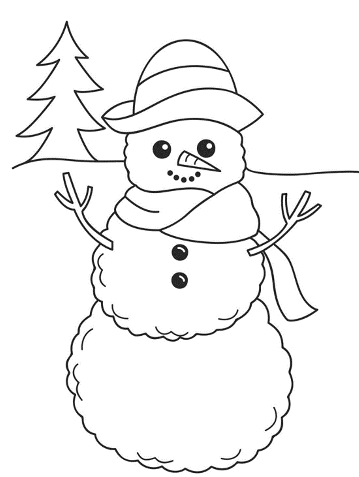 Christmas Winter Smiling Snowman Bbd7 Coloring Page