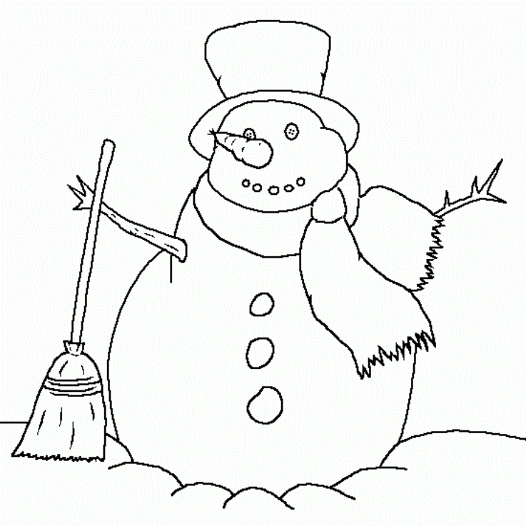 Christmas Winter Snowman Carrot Nosefc3a Coloring Page