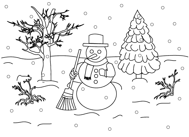 Christmas Winter Snowman On Snow Rain14bb Coloring Page