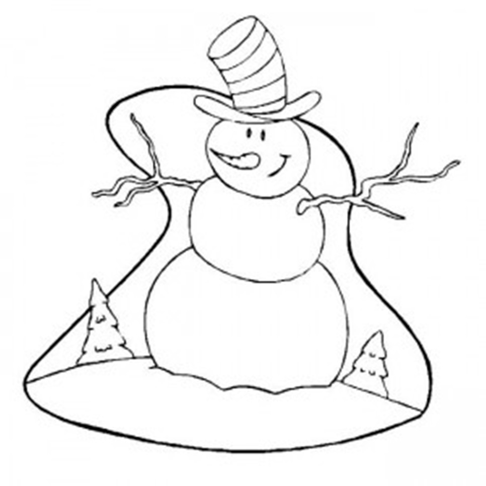 Christmas Winter Snowman With Big Hat11b2 Coloring Page
