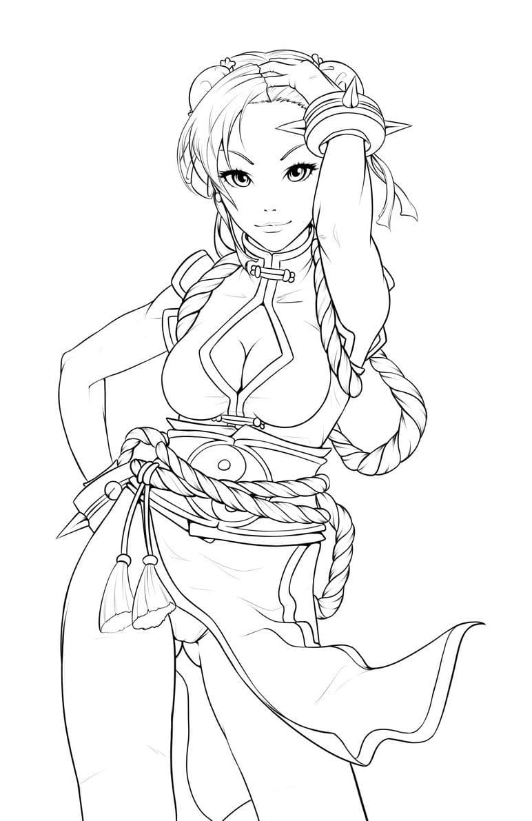 Chun Li from Street Fighter Coloring Page
