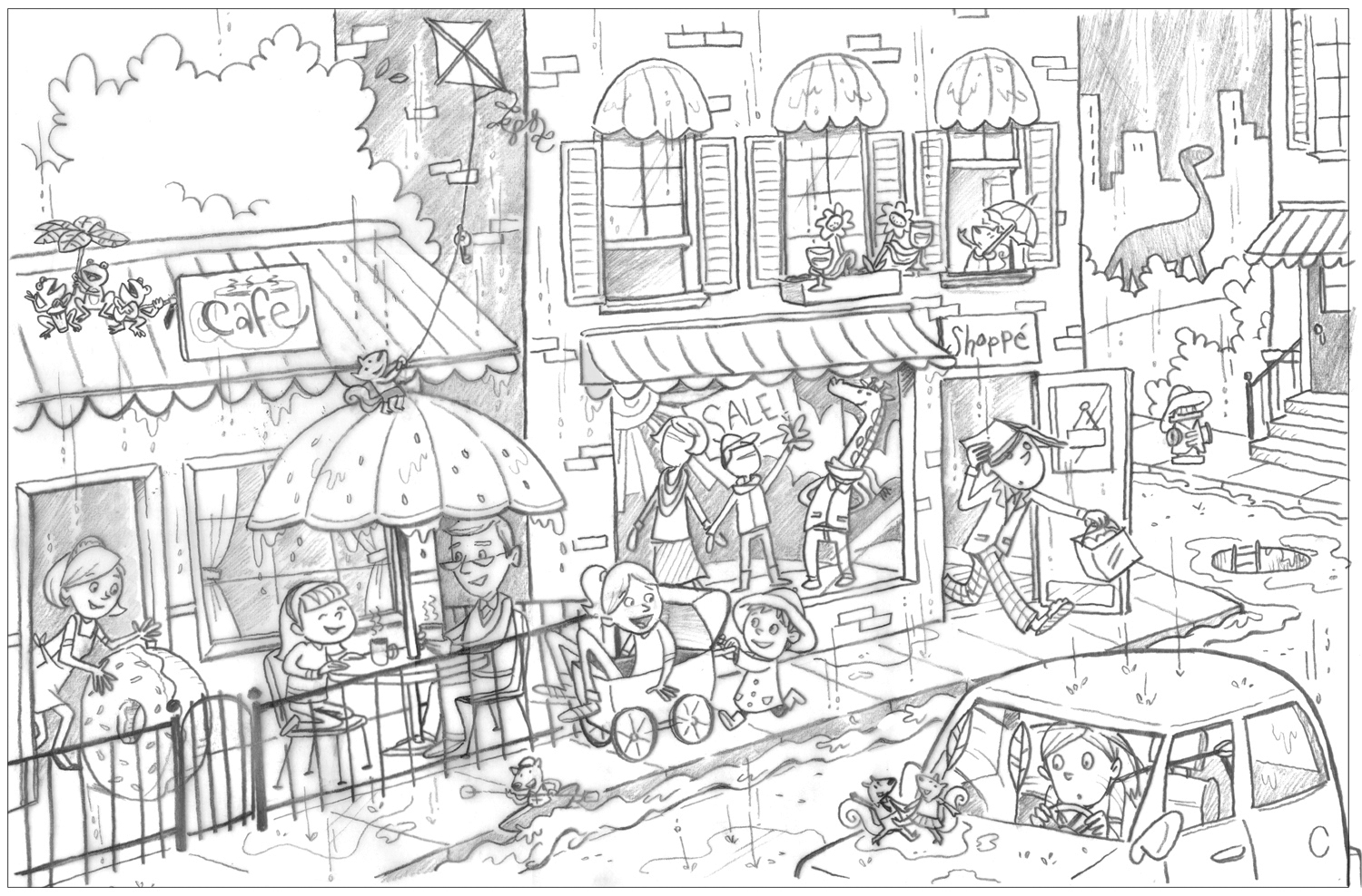 City Cafes Coloring Page