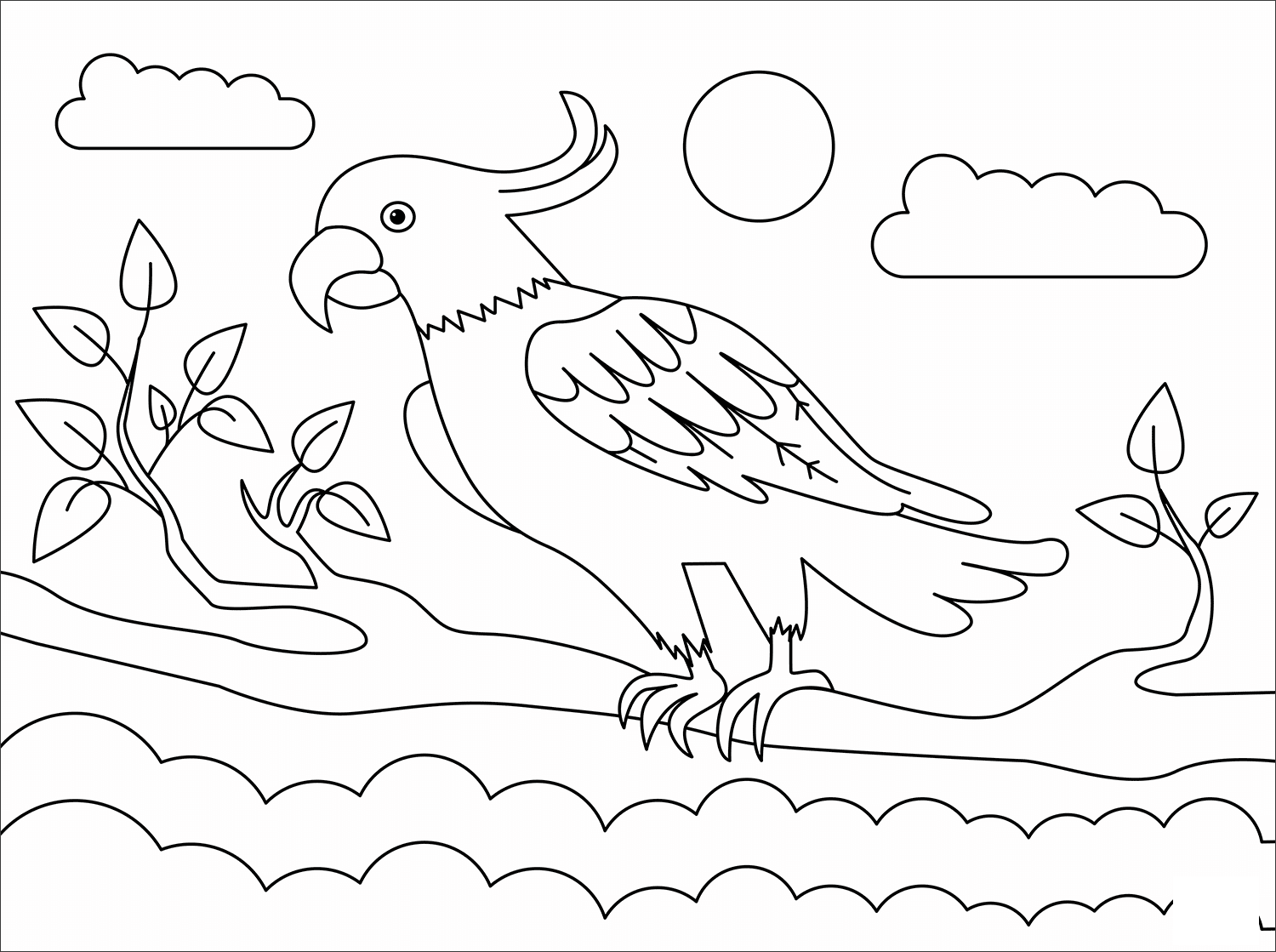 Cockatoo Animal Simple Coloring Page