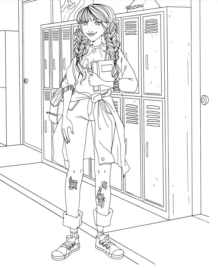 Cool College Girl Coloring Page