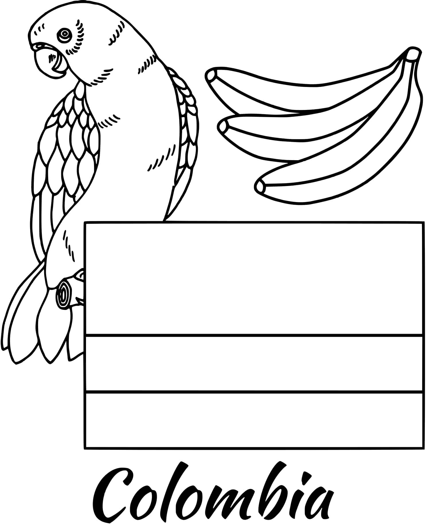 Colombia Flag Parrot Coloring Page
