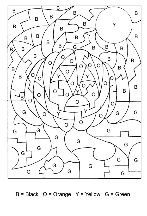 Color by Letter Halloween Coloring Page