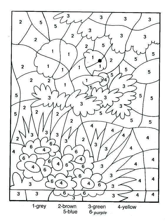 Color by Number Kindergarten Coloring Page