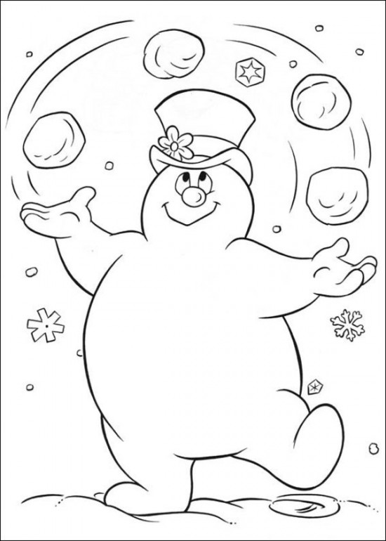color Frosty the Snowman juggling
