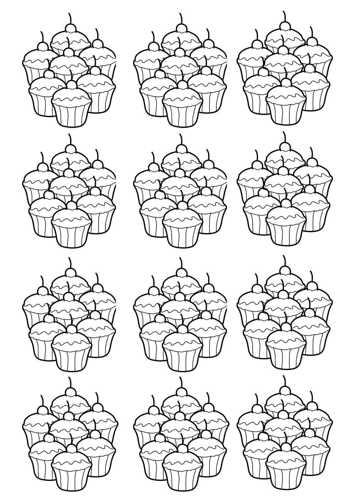 Coloring Adult Cupcakes Mosaique