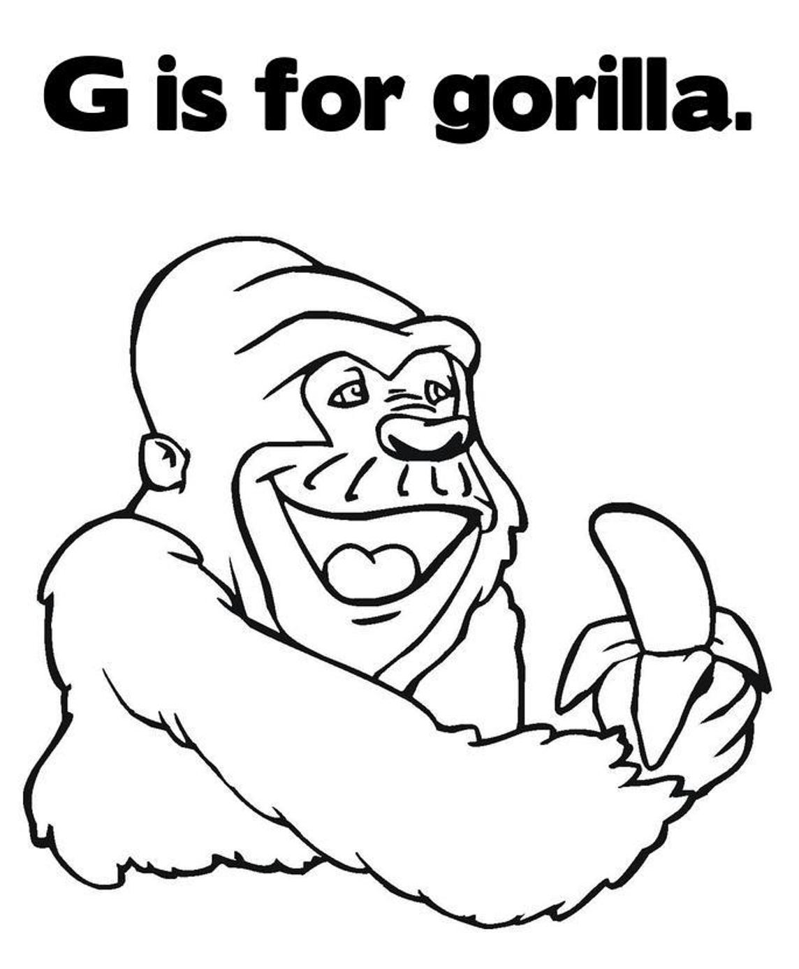 Coloring Pages Alphabet G Is For Gorilla Animal67ce