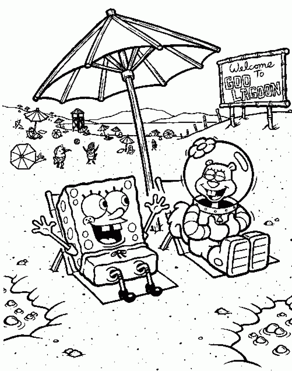 Coloring Pages For Kids Spongebob And Sandy