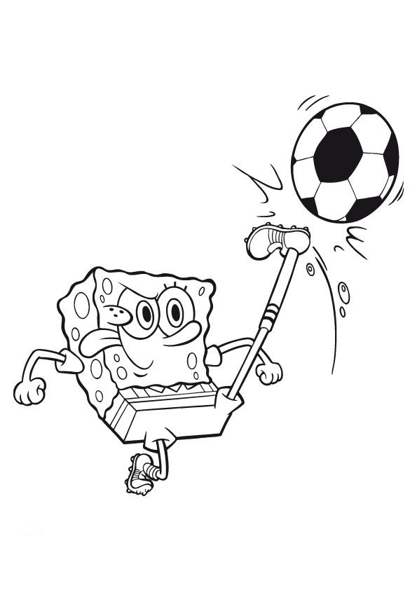Coloring Pages For Kids Spongebob Playing Football