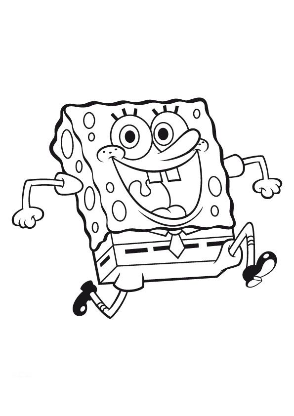 Coloring Pages For Kids Spongebob Running Coloring Page