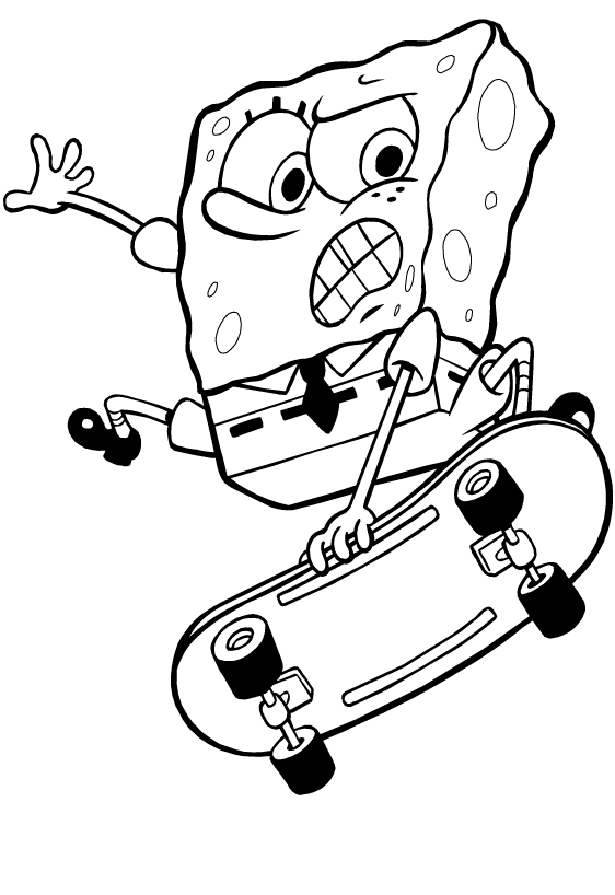 Coloring Pages For Kids Spongebob Skating