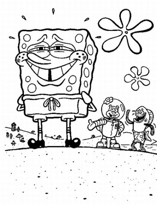 Coloring Pages For Kids Spongebob Smiling