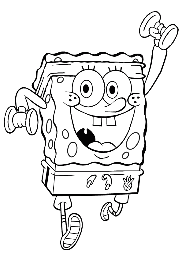 Coloring Pages For Kids Spongebob Working Out