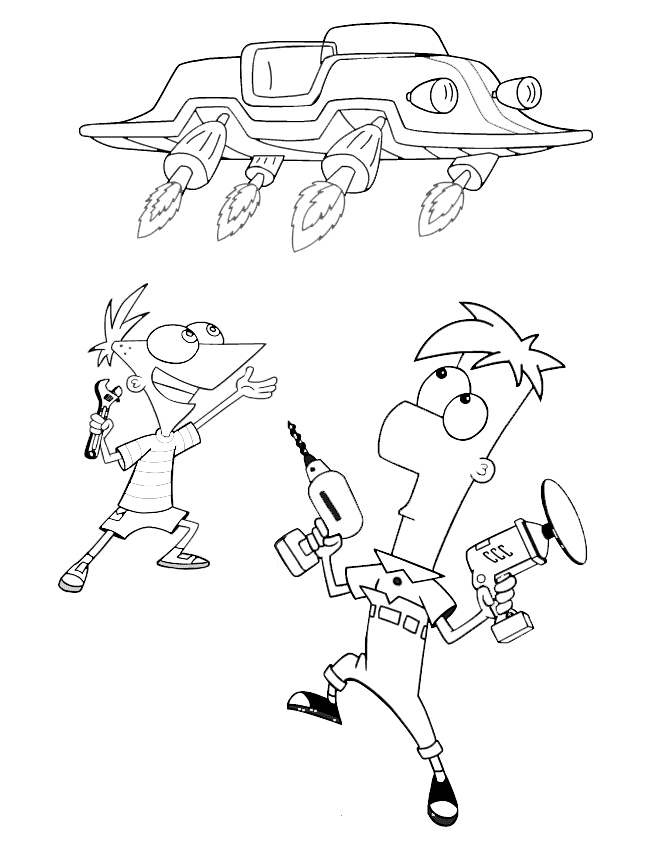 Coloring Pages of Phineas and Ferb Characters Coloring Page