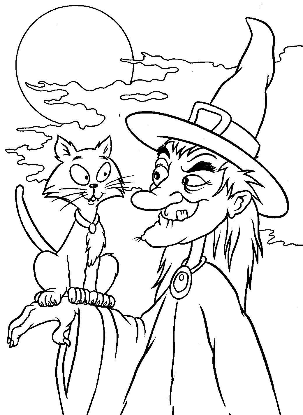 Coloring Pages Print Out Witch Halloween Coloring Page