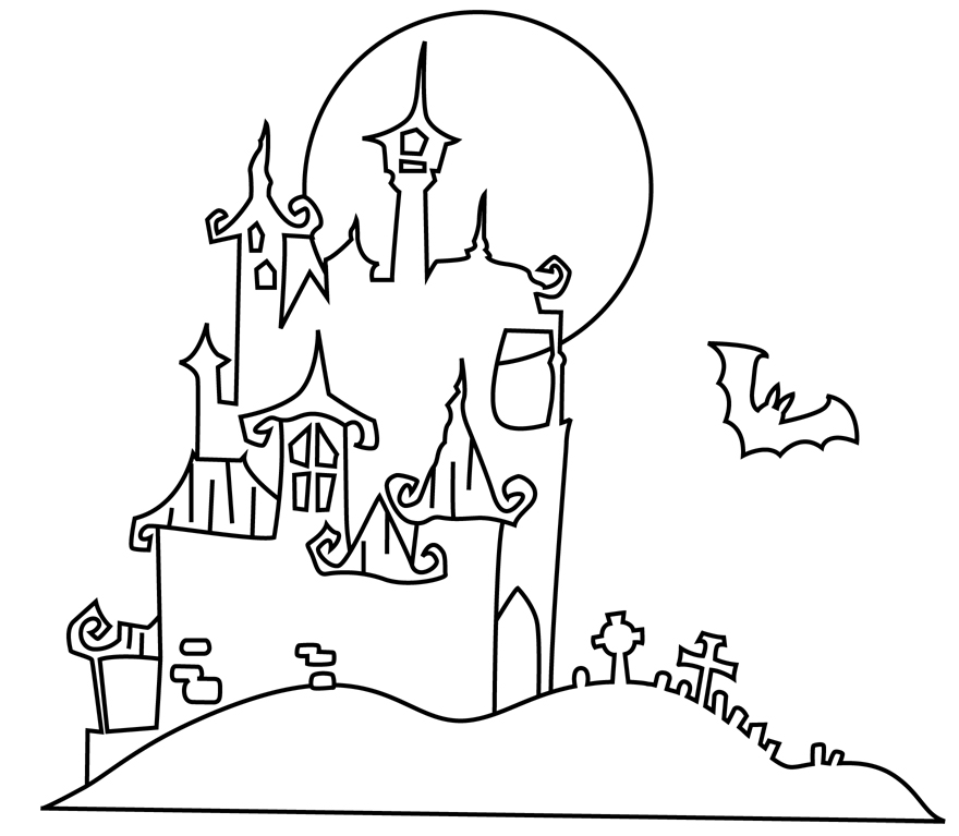 Coloring Pages Printable Halloween Haunted Houseea30