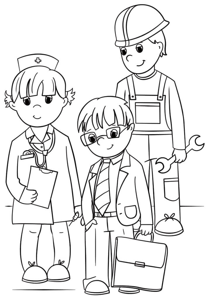 Community Workers Coloring Page