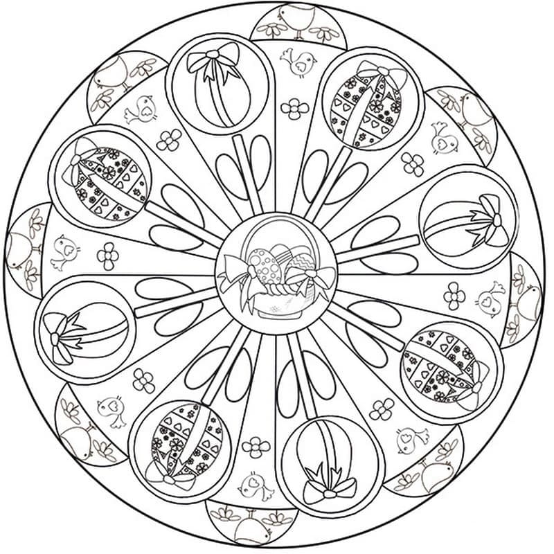 Complex Easter Mandala Coloring Page